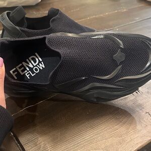 Fendi Men's Black Mesh Slip-On Sneakers